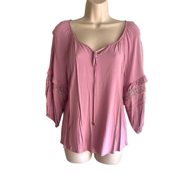 ADRIENNE VITTADINI Womens Blush Pink Rayon Tunic Blouse Size S - Picture 1 of 6